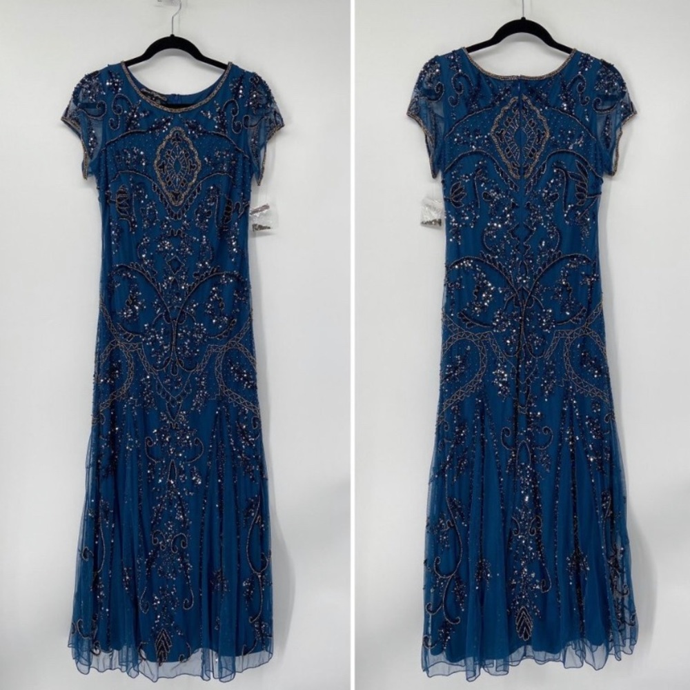 Pizarro Nights 8 Long Formal NWT Blue Beads